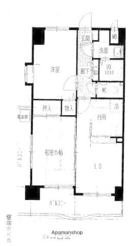 コスモマンション岩崎(2DK/9階)の間取り写真