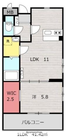 ARCHISH AOBA(1LDK/2階)の間取り写真