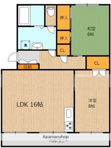 エクセルハウス壱番館(2LDK/4階)の間取り写真