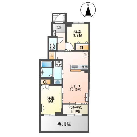 LAUGH TALE(2LDK/1階)の間取り写真