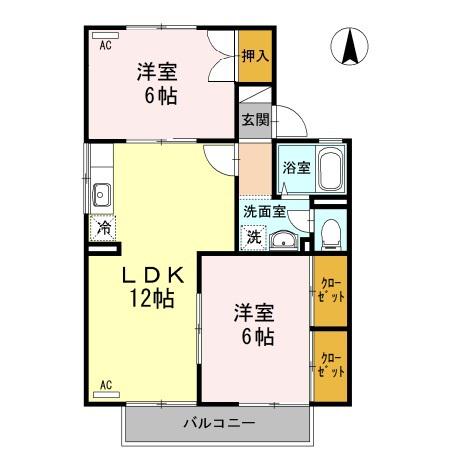 池田ファミリーゼーションC(2LDK/1階)の間取り写真