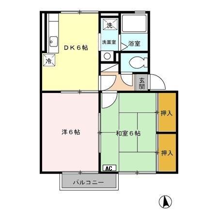 ファミール小春の里 A(2DK/2階)の間取り写真