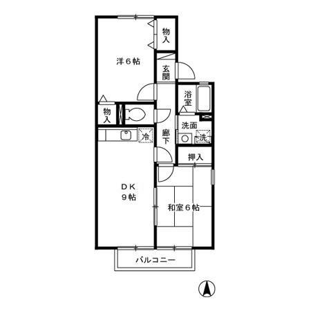 メゾンボナール・スプリングA棟(2DK/1階)の間取り写真