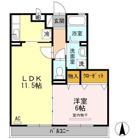 Ⅰ・パラッツオ(1LDK/2階)の間取り写真