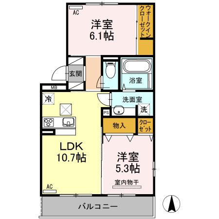 ミーテⅢ(2LDK/1階)の間取り写真