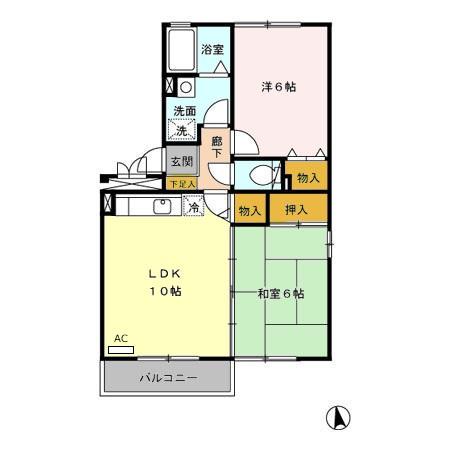 エアーズロック(2LDK/1階)の間取り写真