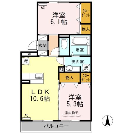 セジュールHIYORⅢ(2LDK/3階)の間取り写真