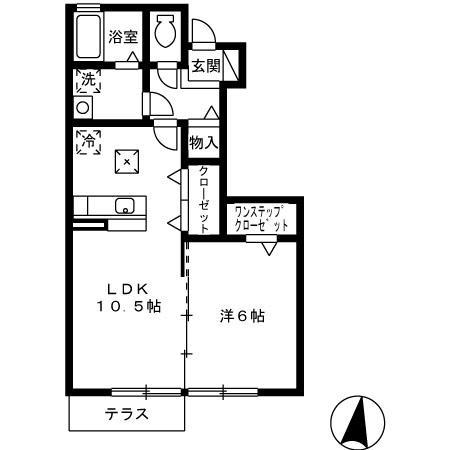 ルーチェⅠ(1LDK/1階)の間取り写真
