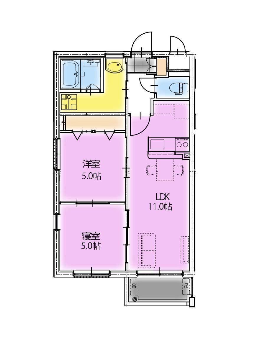 アーベイン潮見(2LDK/1階)の間取り写真