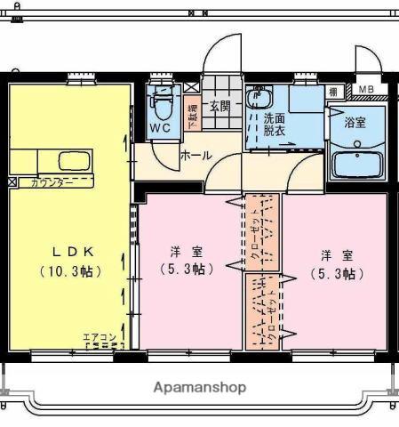 西都フェニックスM(2LDK/4階)の間取り写真