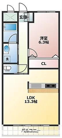 ユウネクスト高松Ⅰ(1LDK/3階)の間取り写真