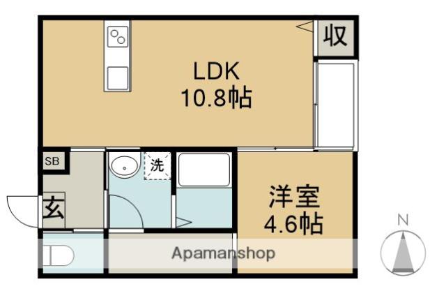 大工町アパート B棟(1LDK/2階)の間取り写真