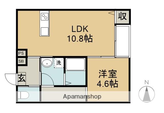 大工町アパート C棟(1LDK/1階)の間取り写真