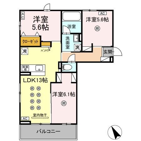 リバーサイドベース(3LDK/2階)の間取り写真