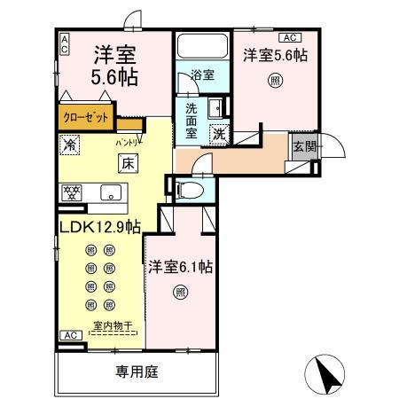 リバーサイドベース(3LDK/1階)の間取り写真