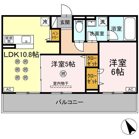 リバーサイドベース(2LDK/2階)の間取り写真