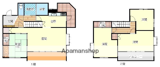 宮崎県宮崎市 2階建 築32年(4LDK)の間取り写真