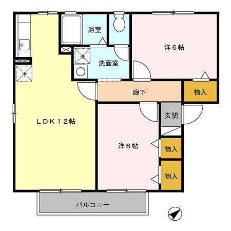 ひまわり(2LDK/2階)の間取り写真