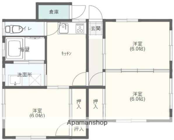 宮崎県宮崎市 1階建 築38年(3K)の間取り写真