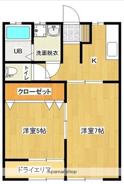 ソレイユ高木 A棟(2K/1階)の間取り写真