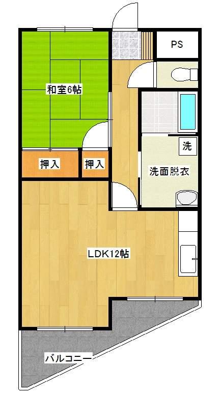 メゾンド妻ヶ丘(1LDK/2階)の間取り写真