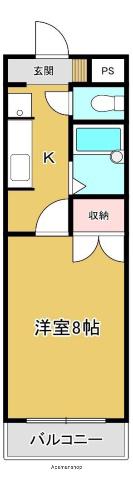 コーポレーション華(1K/3階)の間取り写真