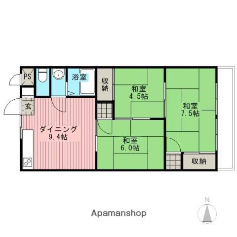 ひまわりマンション(3DK/2階)の間取り写真