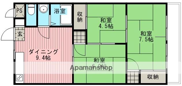 ひまわりマンション(3DK/3階)の間取り写真