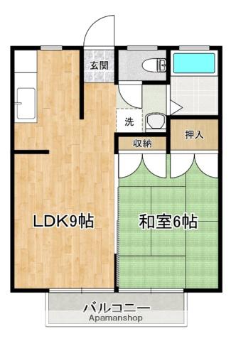 グリーン若葉(1LDK/2階)の間取り写真