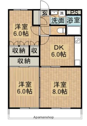 レイソル96(3DK/3階)の間取り写真