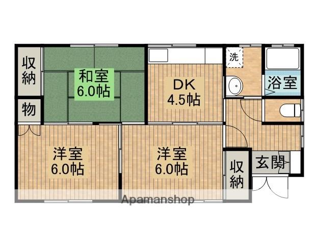 宮崎県都城市 1階建 築22年(3DK)の間取り写真