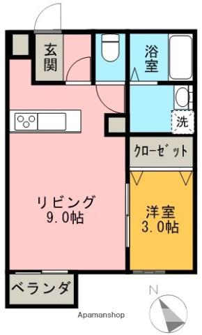 センチュリー21金田 E棟(1LDK/1階)の間取り写真