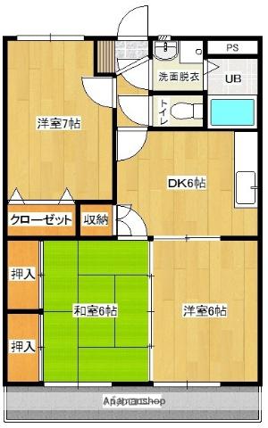 瀬戸山マンション1号館(3DK/3階)の間取り写真