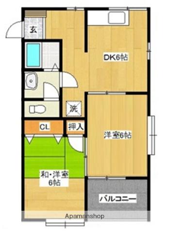 メゾン吉尾(2DK/2階)の間取り写真