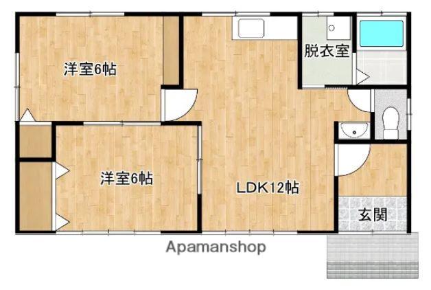 日豊本線 三股駅 バス乗車時間：3分 東高校前バス停で下車 徒歩2分 1階建 築32年(2LDK)の間取り写真