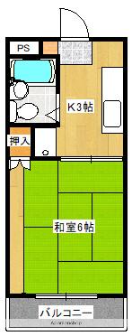 シティハイツ姫城 A・B(1DK/2階)の間取り写真