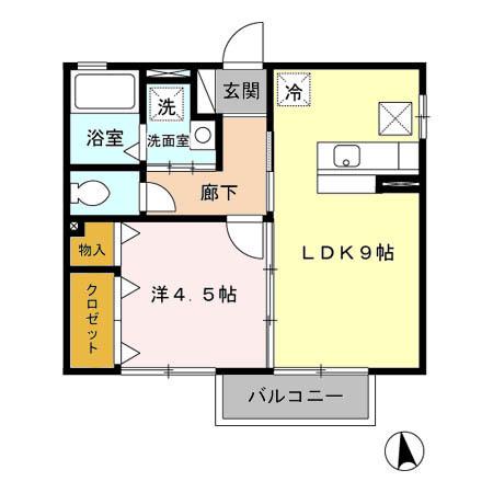 グランシャリオⅡ番館(1LDK/2階)の間取り写真