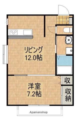 アヴァンセ八幡(1LDK/1階)の間取り写真