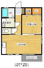 プレシャスSK(1LDK/1階)の間取り写真