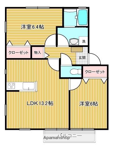 MKハイムⅠ番館(2LDK/2階)の間取り写真