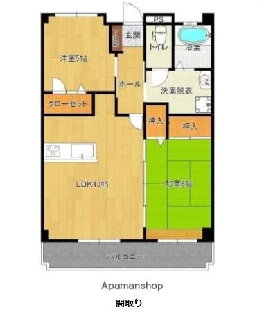 グランドゥールフレア(2LDK/5階)の間取り写真