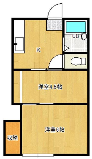 コーポひまわりⅡ(2K/2階)の間取り写真