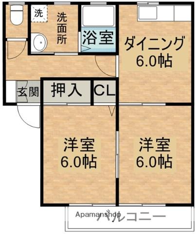 グリーンコーポ南横市(2DK/2階)の間取り写真