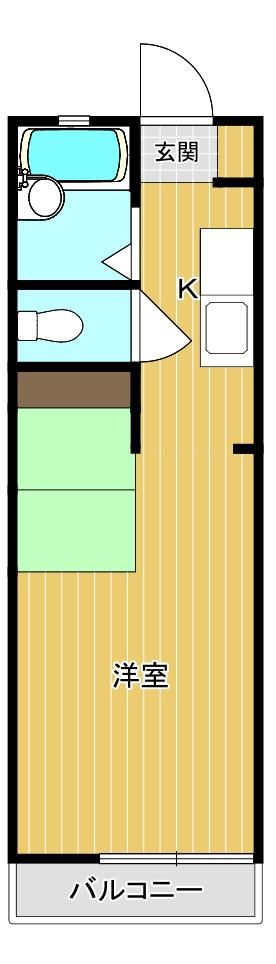 坂元広原ハイツ(1K/2階)の間取り写真