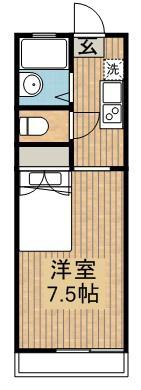 坂元広原ハイツ(1K/1階)の間取り写真