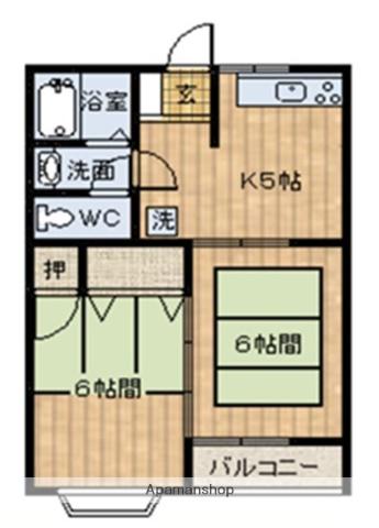 コーポワカマツ(2DK/2階)の間取り写真