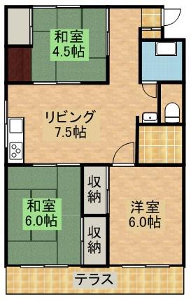 コーポサンパーク(3DK/4階)の間取り写真