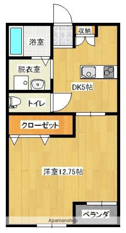 第1年見マンション(1DK/1階)の間取り写真
