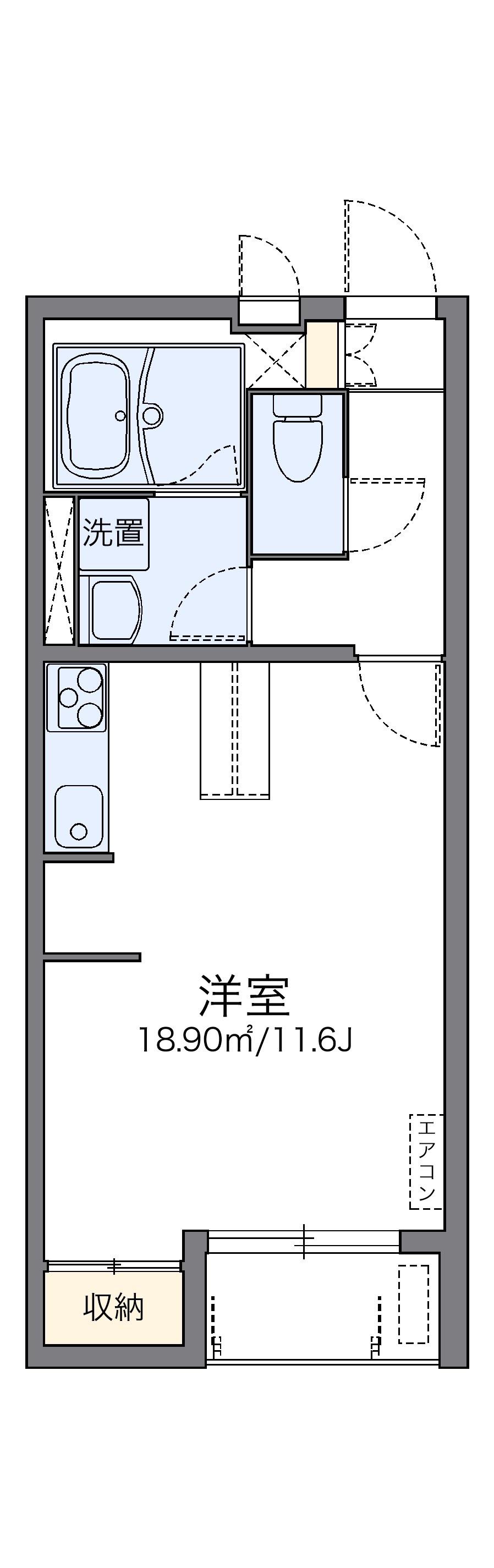 レオネクスト都原(1K/1階)の間取り写真