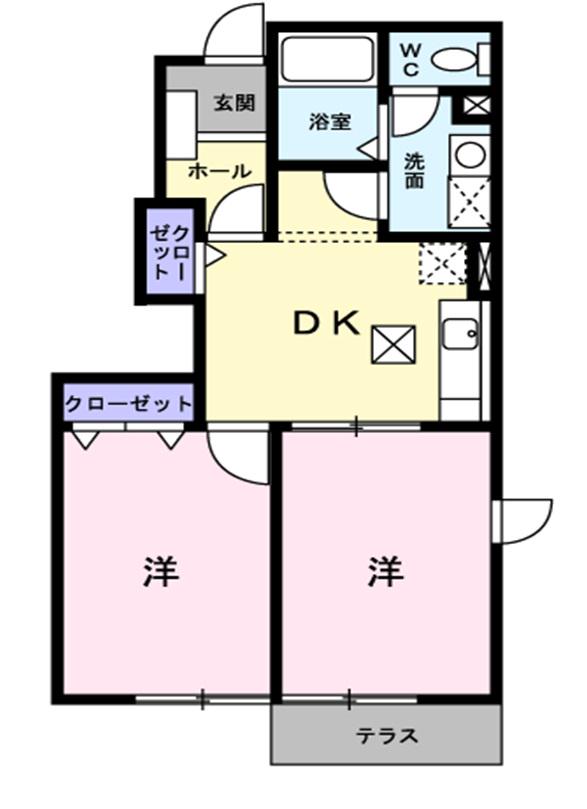 ヴィラエミネンスC(2DK/1階)の間取り写真